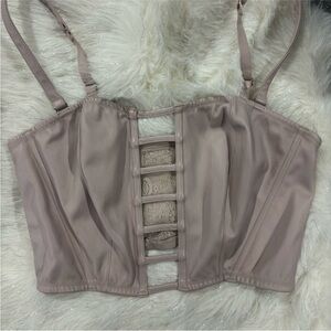 Elegant Mauve Lace-Panel Bustier